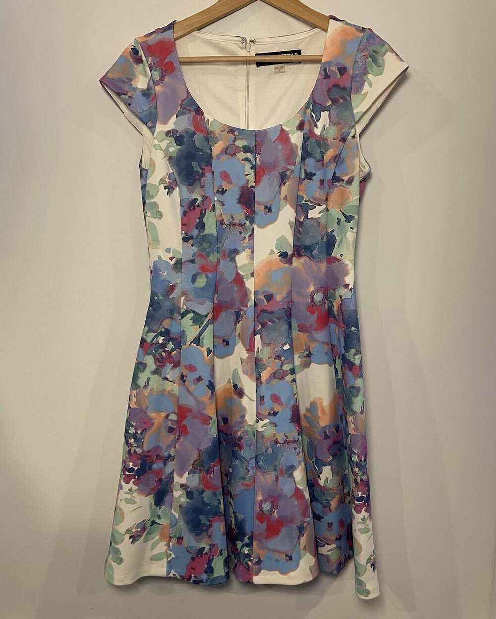 Karl Lagerfeld Dress Fit Flare Sleeveless Blue Purple Multi Size 8